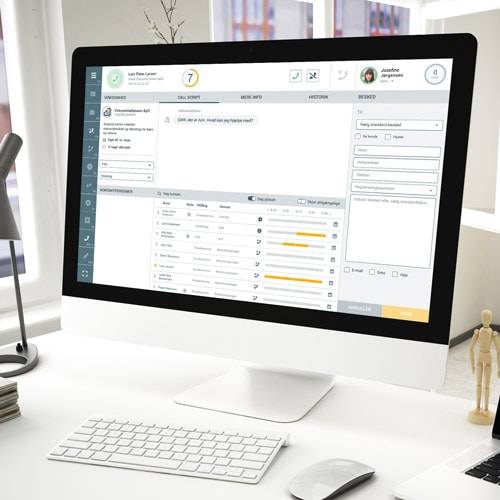 Oversigt over nyt ticket system til support opkald på skærm
